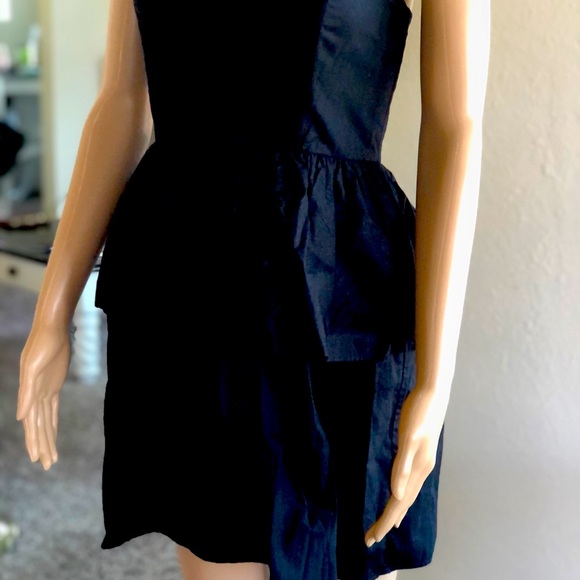 Mini Dress, All black, Flare Double Ruffle Design - Picture 2 of 7